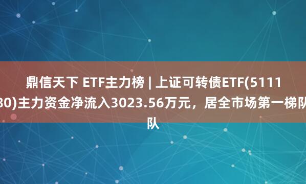 鼎信天下 ETF主力榜 | 上证可转债ETF(511180)主力资金净流入3023.56万元，居全市场第一梯队
