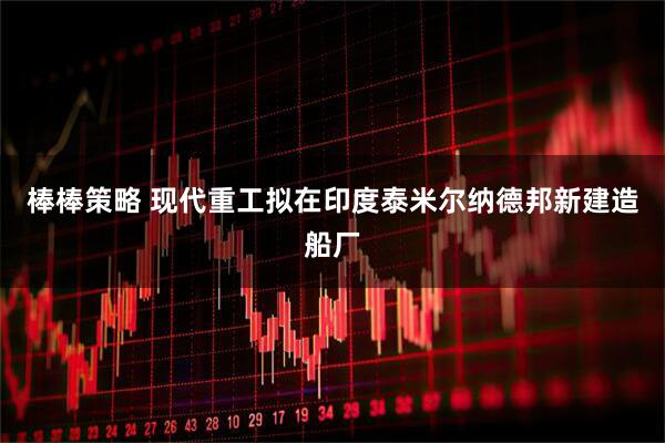 棒棒策略 现代重工拟在印度泰米尔纳德邦新建造船厂