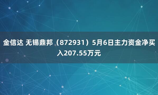 金信达 无锡鼎邦（872931）5月6日主力资金净买入207.55万元