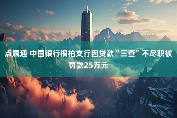 点赢通 中国银行桐柏支行因贷款“三查”不尽职被罚款25万元